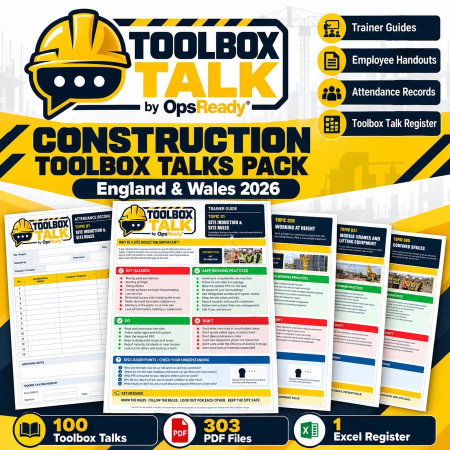 Construction Toolbox Talks Pack – 100 Talks | England & Wales 2026