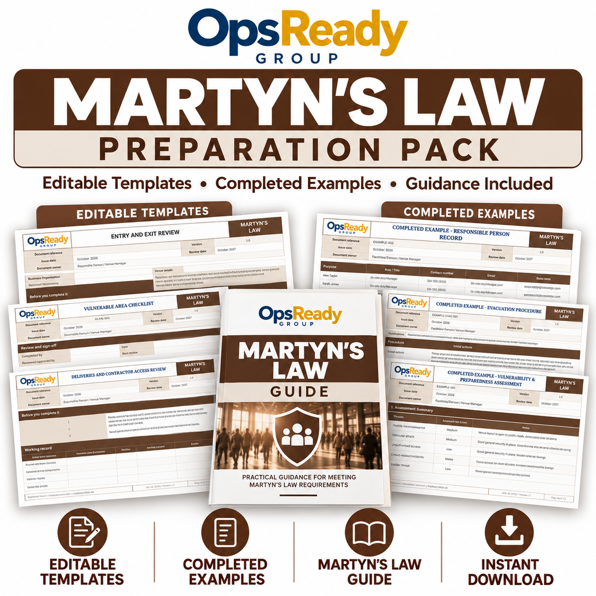 Martyn’s Law Preparation Pack – Editable Templates, Completed Examples & Guidance – FREE Digital Download