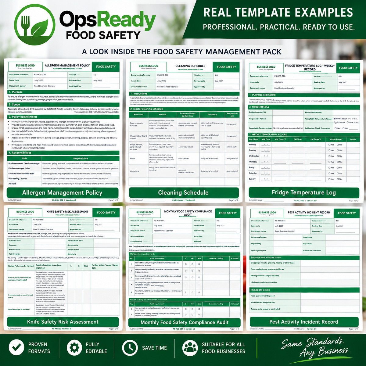 UK Food Safety Management System Pack – Editable HACCP Documents & Allergen Matrix