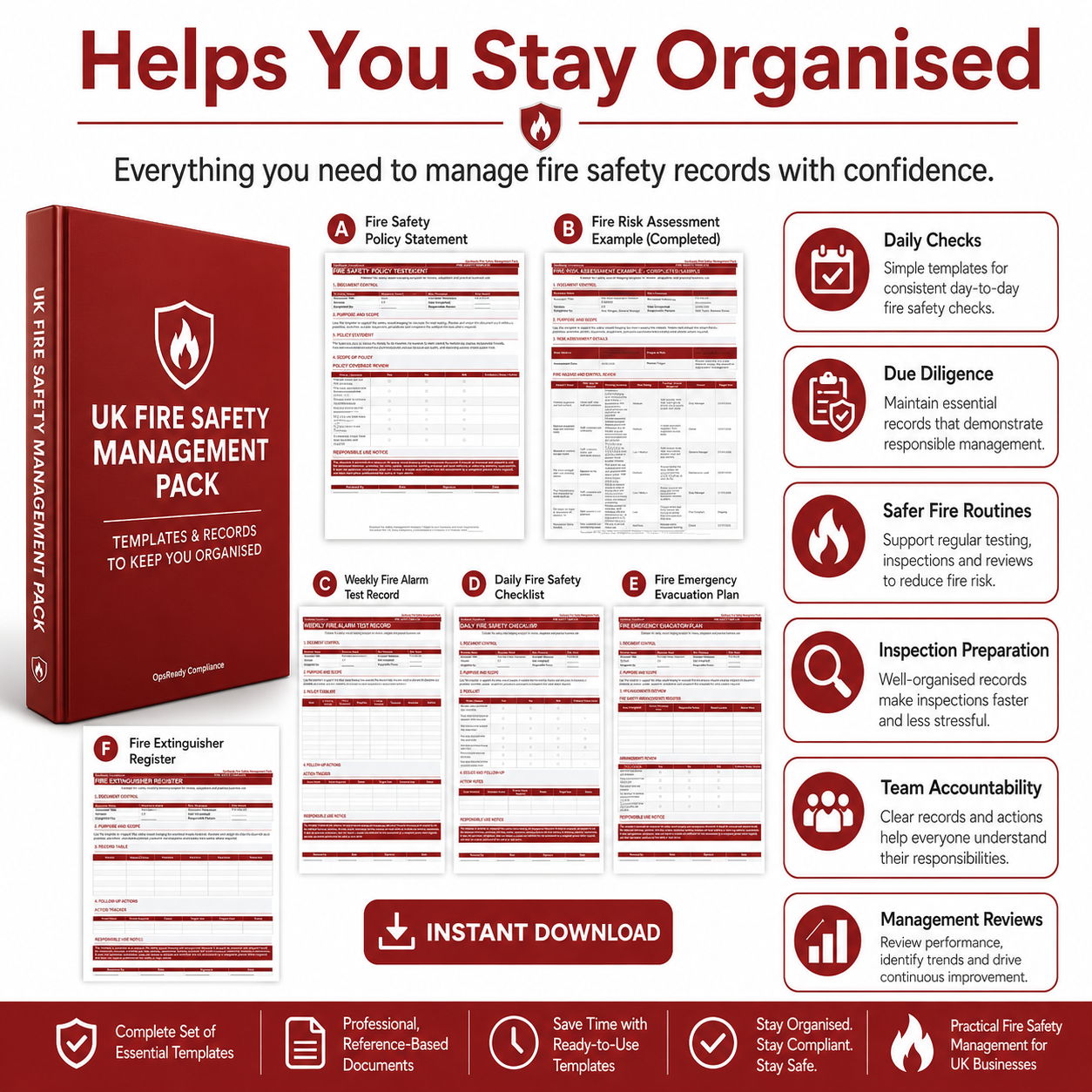 Fire Safety Record Folder – Editable Templates, Printable Logs & Digital Download