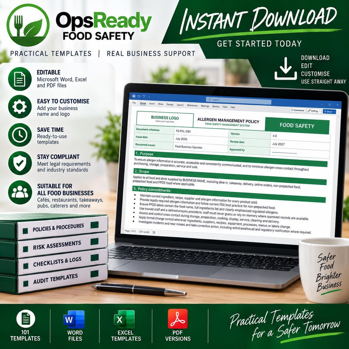 Northern Ireland Food Safety Management System Pack – Digital Download