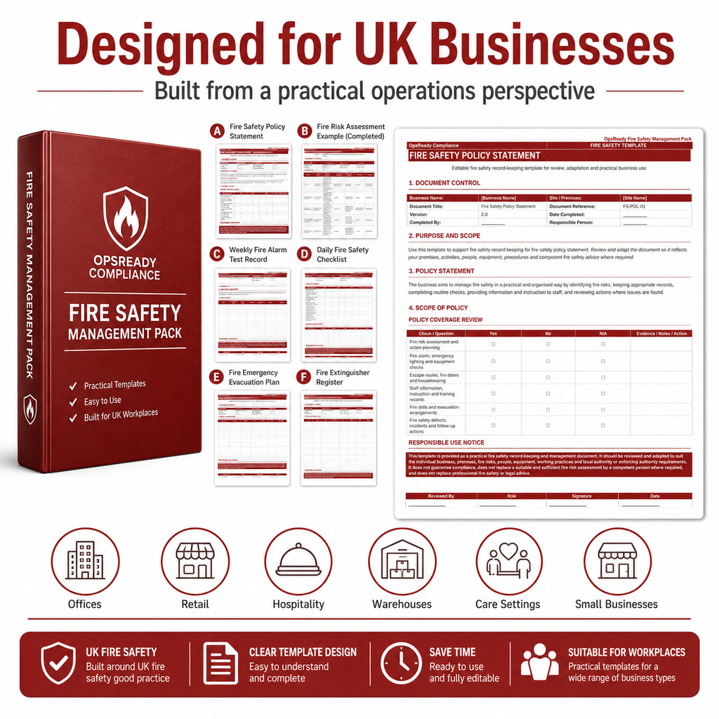 Fire Safety Record Folder – Editable Templates, Printable Logs & Digital Download