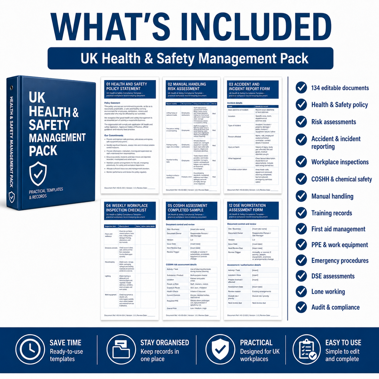 Health & Safety Template Pack – Editable Risk Assessments, Checklists & Records