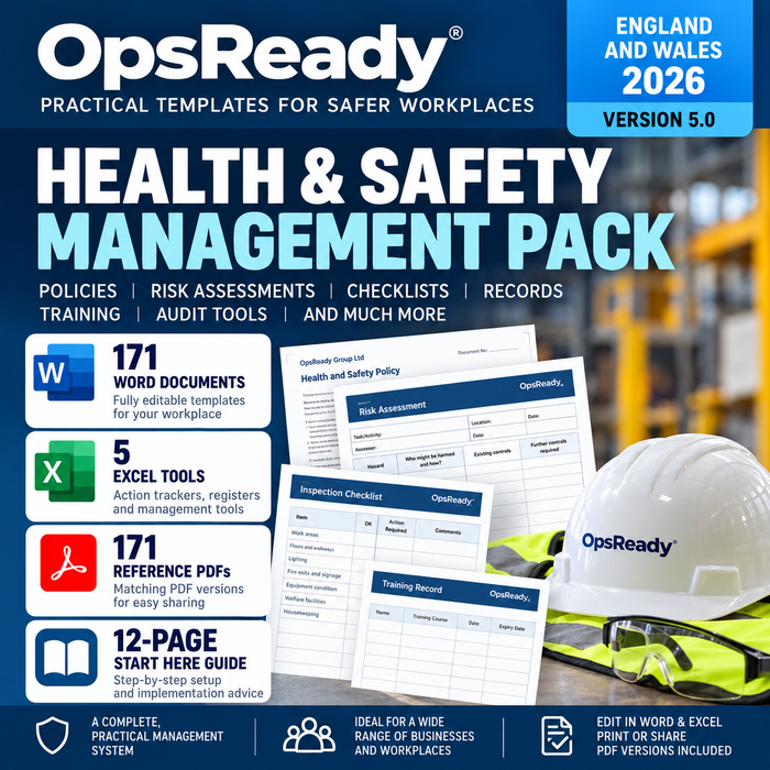 Health & Safety Management Pack – England & Wales 2026 – Digital Download