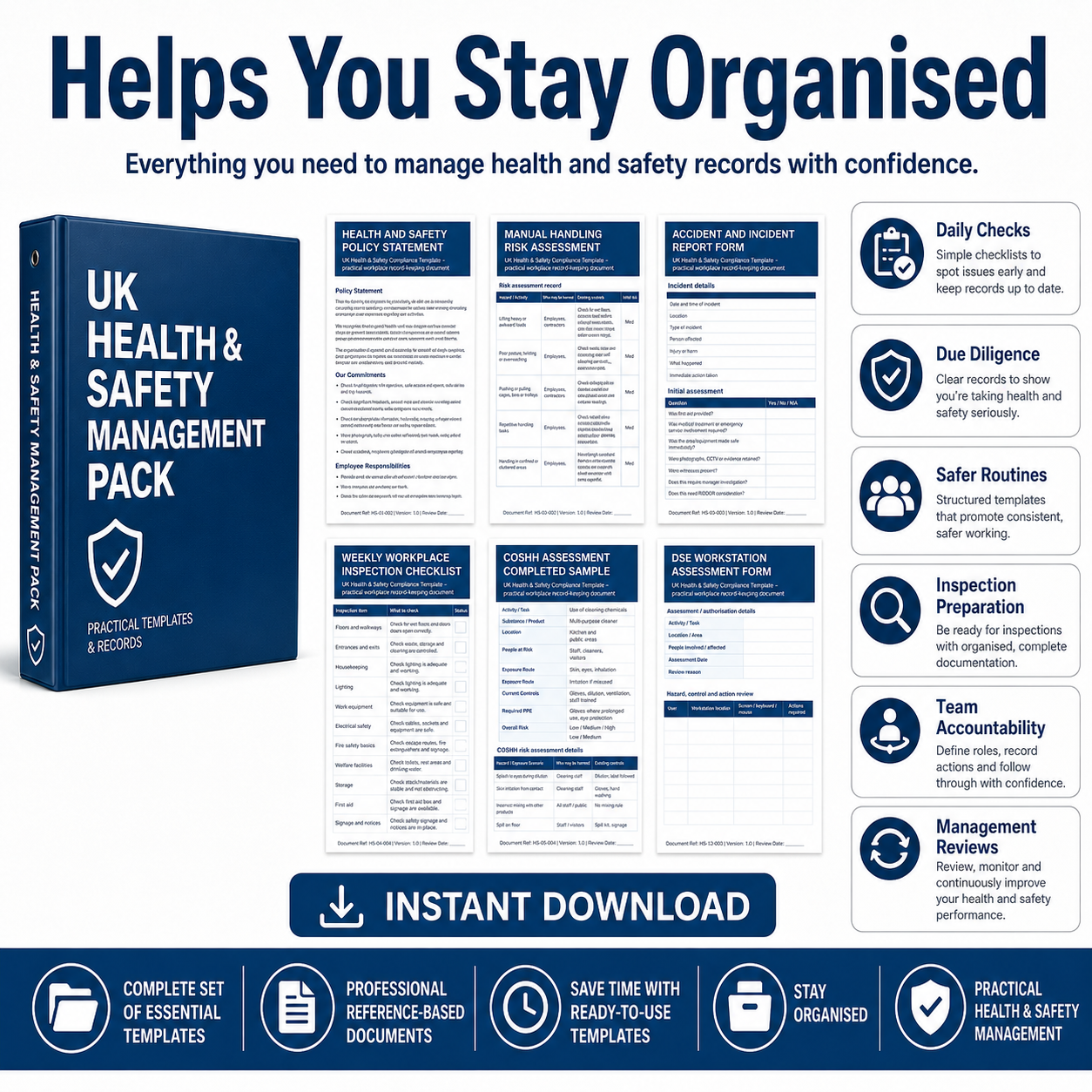 Health & Safety Template Pack – Editable Risk Assessments, Checklists & Records